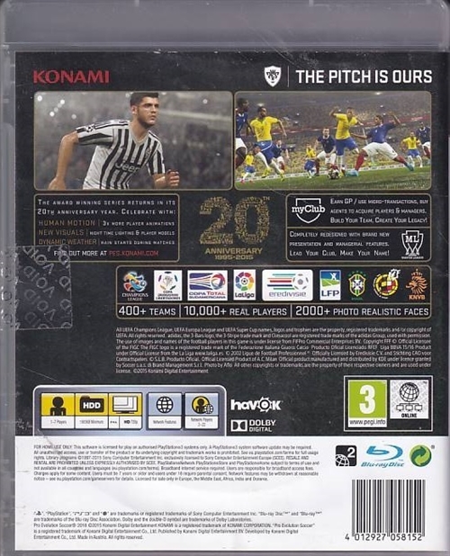 Pro Evolution Soccer 2016 - PS3 (B Grade) (Genbrug)